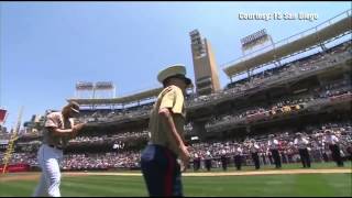 Kyle Carpenter throws first pitch at SD Padres game [upl. by Luben]