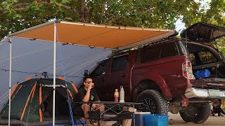 SOLO CAR CAMPING at EDNAS BEACH AND CAMPSITE  NISSAN NAVARA  HEAVY RAIN [upl. by Nyrrad]