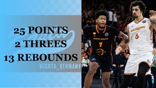 Jayden Gardner Highlights 25 Pts 2 threes 13 Rebs vs Alba Berlin 2425 Season [upl. by Pinto]