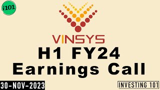 Vinsys IT Services India Ltd H1 FY 24 Earnings Call  Vinsys IT Services Concall  2024 H1 Results [upl. by Cesar]