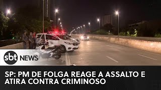 SP PM de folga reage a assalto e atira contra criminoso  SBTNewsnaTV 200323 [upl. by Pedrotti]