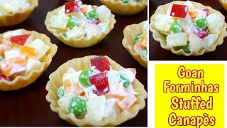 Quick amp Easy Appetizer  Forminhas Recipe  Goan Savory Stuffed Canapes [upl. by Ynohtnael]