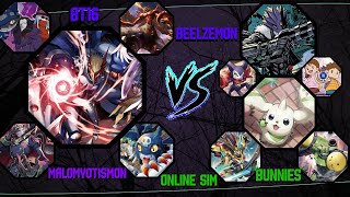 MaloMyotismon vs Bunnies and Beelzemon  Digimon TCG BT16 Match [upl. by Aisa]