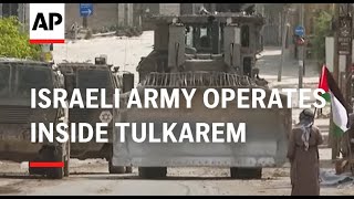 Israeli army operates inside West Bank city of Tulkarem [upl. by Ilahsiav]