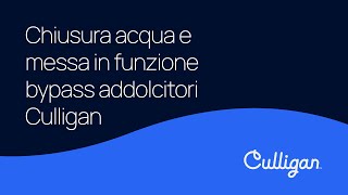 Chiusura acqua e messa in funzione bypass addolcitori Culligan [upl. by Prouty]