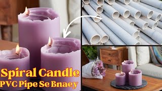 How To Make Spiral Candle At home  spiral candle with PVC Pipe  crafts tutorial candlemaking [upl. by Bartholomew]