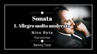 1 Allegro molto moderato  Sonata for Flute and Harp  Nino Rota  Flute Backing Track [upl. by Novel]