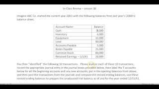 Journal Entries Posting amp Trial Balance  In Class Review Lesson 3B Solution Video [upl. by Lanae]