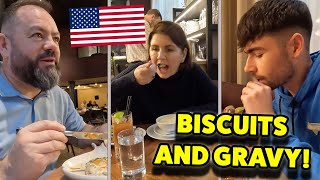 BRITS Try BISCUITS AND GRAVY For The FIRST TIME [upl. by Isia]