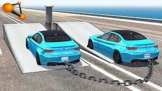 BeamNGdrive  Chained Cars against Bollard [upl. by Willet]