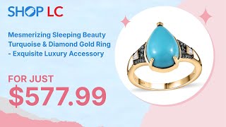 Luxoro Gold Ring Turquoise Blue amp White Diamonds Size 8 385 ctw [upl. by Ottie]