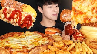 ASMR MUKBANG CHEESEBURGERS amp PIZZA amp CHEESE CORN DOGS amp FRENCH FRIES amp CHICKEN NUGGETS amp ONION RINGS [upl. by Ethelin]