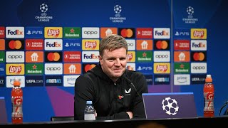 PRESS CONFERENCE  Eddie Howe preBorussia Dortmund A [upl. by Ahseetal]