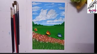 Landscape Paintingstepbysteppainting viralvideospaintinglandscapepaintingart howtolearntodraw [upl. by Anahahs]