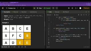 Word Search  Leetcode Python [upl. by Rotberg713]