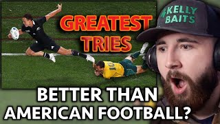 AMERICAN Reacts to The GREATEST Rugby Tries EVER INSANE [upl. by Littlejohn302]