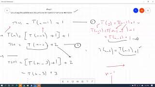 Tn1  1 SOLUTION  BACK SUBSTITUTION METHOD  RECURRENCE RELATION EXAMPLE [upl. by Daniel696]