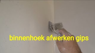 binnenhoek afwerken gibs  finishing inside corner plaster [upl. by Nyved714]