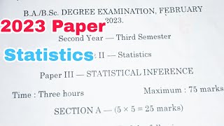 3sem Statistics Question Paper 2023 Degree 2nd year 3rd Semester Statistics Question Paper 2023 UG [upl. by Zena]