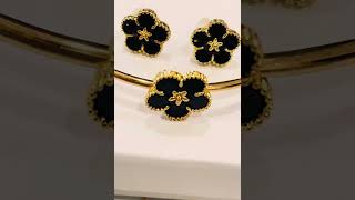 Elegant Necklace Set Clover jewelry Trendy Jewelry Set Earring Ring Bracelet Necklace vintage [upl. by Ragde]