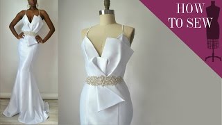 How To Sew A Satin Open Back Mermaid Style Wedding Gown [upl. by Pinkerton]