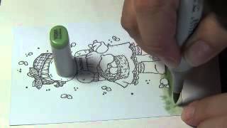 How to color ground with Copic Marker  Part I Grass [upl. by Alilad960]