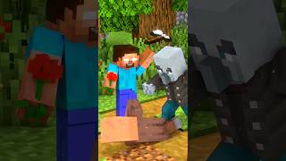 MINECRAFT ON 1000 Ping with Pillager Raid  Monster School Animation  minecraft shorts herobrine [upl. by Assyli]