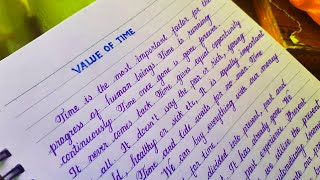 English Essay Value of Time  Beautiful English Cursive Handwriting [upl. by Meador]