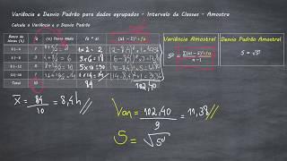 Variância e Desvio Padrão para dados agrupados  Intervalo de Classes  Amostra  Resolução 1 [upl. by Chandal]