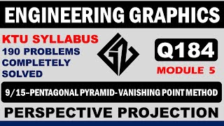 Q184Perspective projectionpentagonal pyramid Vanishing point methodEngineering Graphics for KTU [upl. by Binetta]