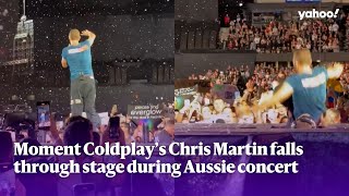 Moment Coldplay’s Chris Martin falls through stage during Aussie concert  Yahoo Australia [upl. by Eilloh126]