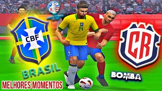 BRASIL X COSTA RICA  MELHORES MOMENTOS  4ª RODADA COPA AMÉRICA 2024 PES EFOOTBALL PPSSPP [upl. by Ahsaela401]