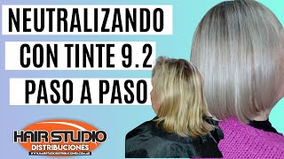 Resultado 92 Rubio Clarisimo Irizado NEUTRALIZANDO FONDOS AMARILLOS colorimetria tintes [upl. by Alegnat]