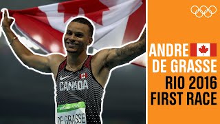 Andre De Grasses 🇨🇦first Olympic race [upl. by Olympe]