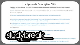 Hedgefonds Strategien Stile  Asset Management [upl. by Ymarej]