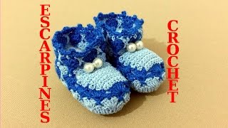 Como tejer Escarpines Patucos o Zapatitos a crochet para bebe tutorial paso a paso Moda a Crochet [upl. by Malaspina]