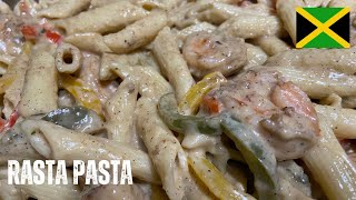 SHRIMP RASTA PASTA RECIPE EASY amp DELICIOUS JAMAICAN RASTA PASTA WITH SHRIMP UPDATED RECIPE [upl. by Silloh]