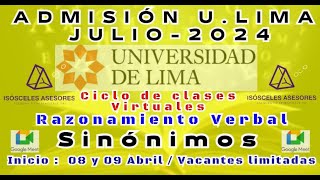 Ulima Admisión Julio 2024  Ciclo AbrilJulio R Verbal [upl. by Hujsak529]