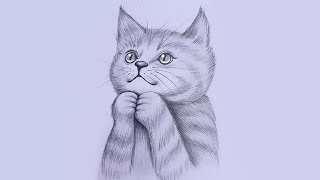 Cat Drawing Easy  Step by step Pencil Sketch for beginners  How to draw a cute cat [upl. by Imoen]