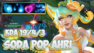 19 KILL MASSIVE DAMAGE SODA POP AHRI GAMEPLAY  WILD RIFT WILD PASS SKIN [upl. by Eldridge]