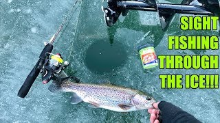 CRAZIEST Ice Fishing Day of my Life SIGHTFISHING Through the Ice [upl. by Aeslehs]