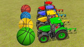 CLAAS TRACTORS vs COLORED BASKETBALLS  With Farming Man  Farming Simulator 22 [upl. by Yetta]