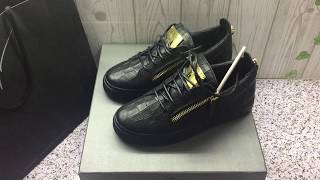 GIUSEPPE ZANOTTI Black Serpentine Lowtop sneaker UNBOXING AND REVIEW [upl. by Enyaht]