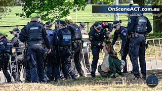 Several protesters arrested during the Kings visit in Canberra [upl. by Dez]