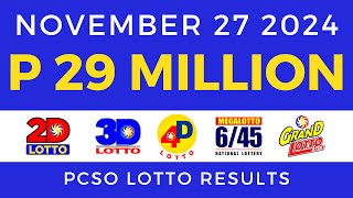 Lotto Result Today 9pm November 27 2024 PCSO [upl. by Aniela]