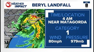 Hurricane Beryl approaches Seadrift Austwell and Tivoli [upl. by Aehtorod]