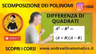 DIFFERENZA DI QUADRATI  SCOMPOSIZIONI  BASI MATEMATICHE [upl. by Oiramaj]