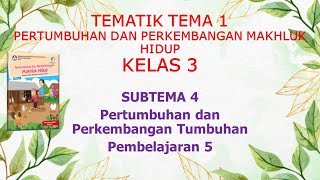 Kelas 3 Tematik  Tema 1 Pertumbuhan dan Perkembangan Makhluk Hidup Subtema 4 Pembelajaran 5 [upl. by Arracot]