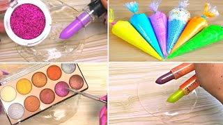 Slime Coloring with makeup Mixing Lipstick amp Eyeshadow into Slime Compilation Videos [upl. by Nottage]