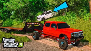 WE FOUND AN OLD ABANDONED TRUCK IN THE FOREST RIVERBEND SPRINGS  FS25 [upl. by Eilyah]